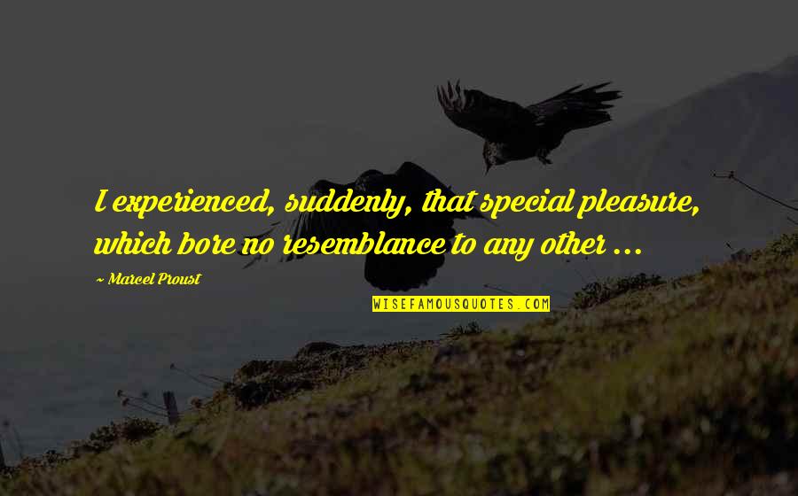 Resemblance Quotes By Marcel Proust: I experienced, suddenly, that special pleasure, which bore