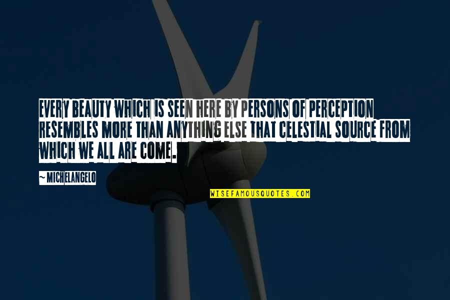 Resembles Quotes By Michelangelo: Every beauty which is seen here by persons