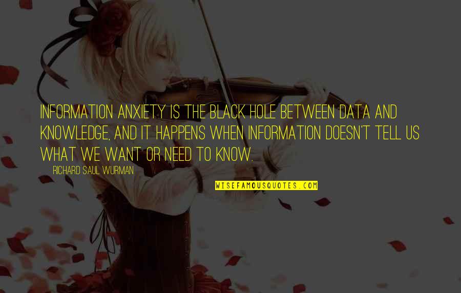 Resence Quotes By Richard Saul Wurman: Information anxiety is the black hole between data