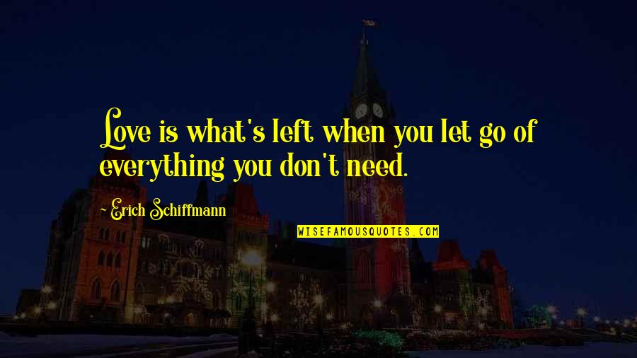 Resentfully Silent Quotes By Erich Schiffmann: Love is what's left when you let go