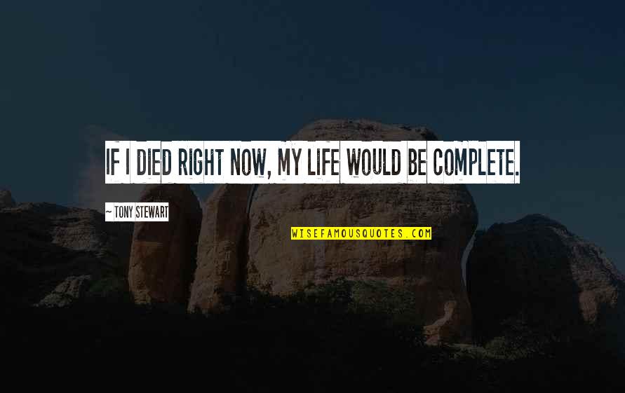 Resentido Meme Quotes By Tony Stewart: If I died right now, my life would