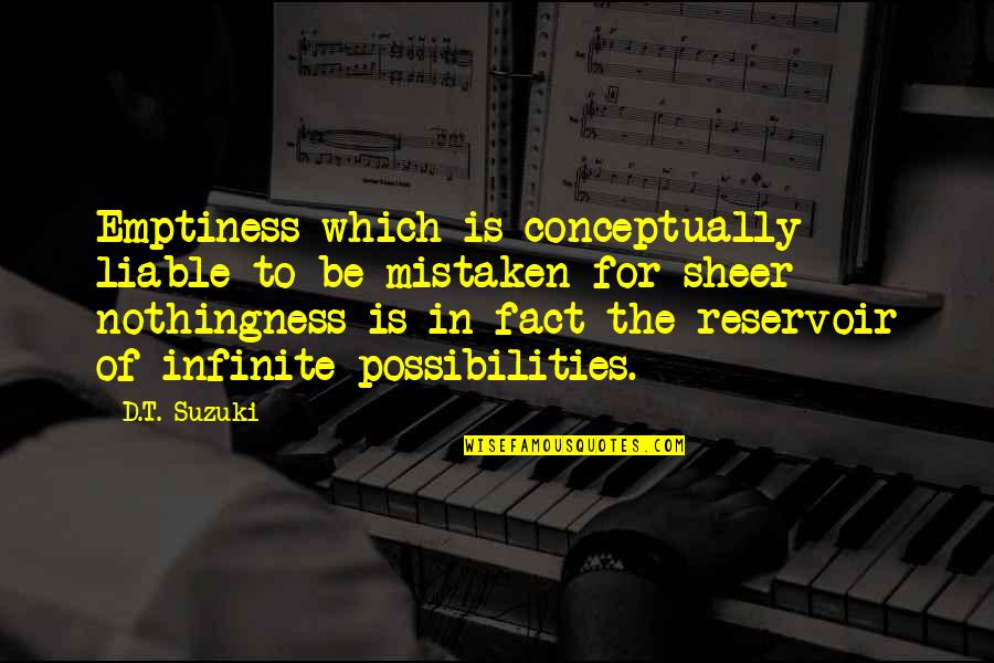 Reservoir Quotes By D.T. Suzuki: Emptiness which is conceptually liable to be mistaken Reservoir Quotes By D.T. Suzuki: Emptiness which is conceptually liable to be mistaken