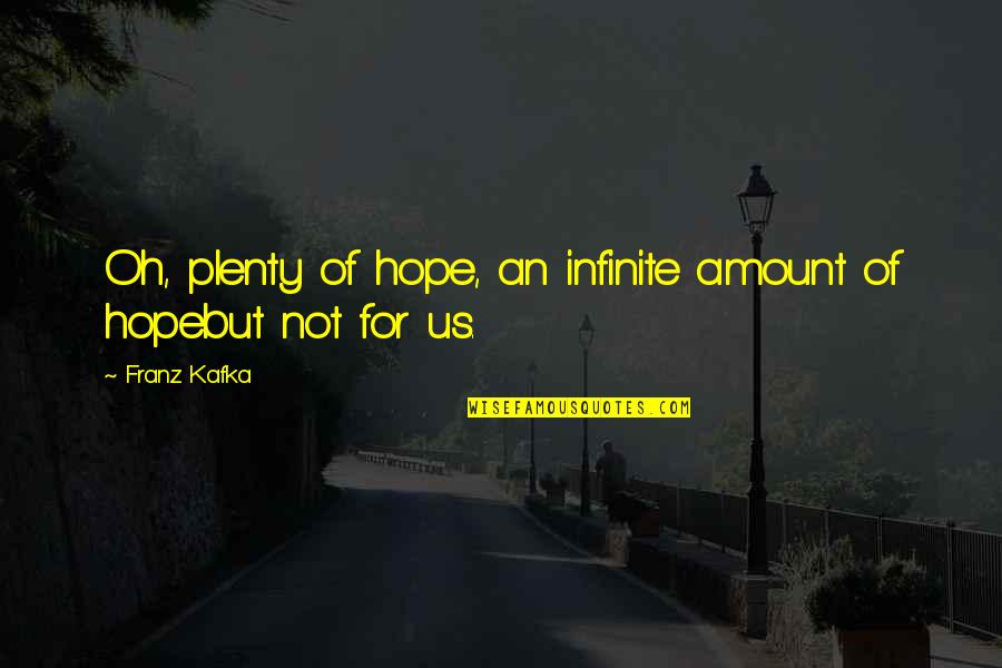 Resettling Conquered Quotes By Franz Kafka: Oh, plenty of hope, an infinite amount of