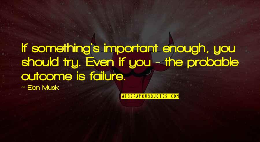 Reshid Brifki Quotes By Elon Musk: If something's important enough, you should try. Even Reshid Brifki Quotes By Elon Musk: If something's important enough, you should try. Even