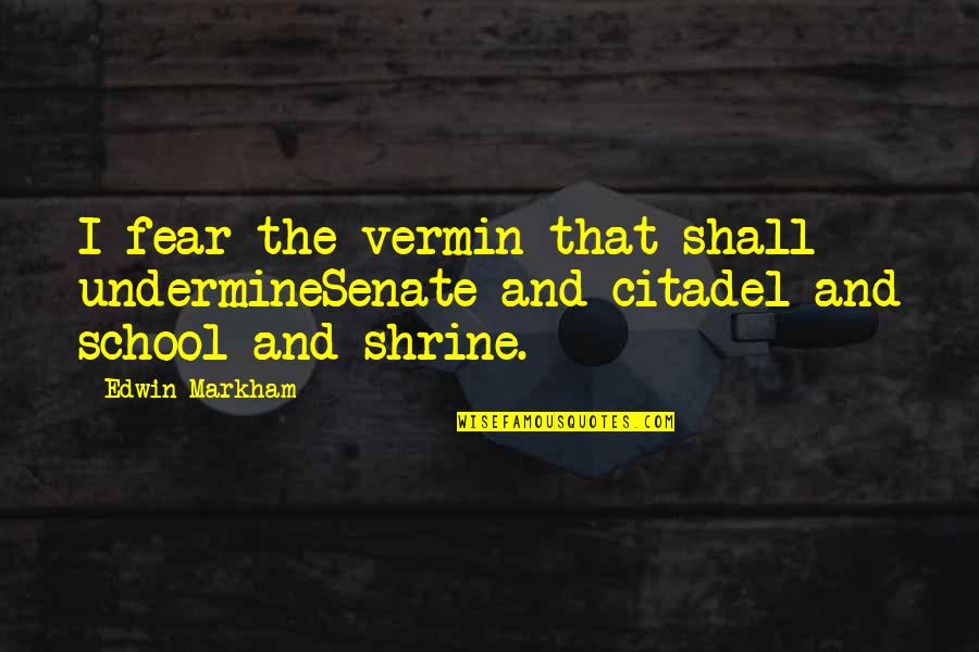 Reshuffle Quotes By Edwin Markham: I fear the vermin that shall undermineSenate and