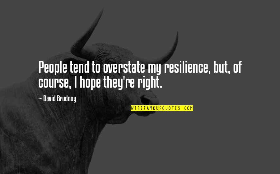 Resilience Quotes By David Brudnoy: People tend to overstate my resilience, but, of