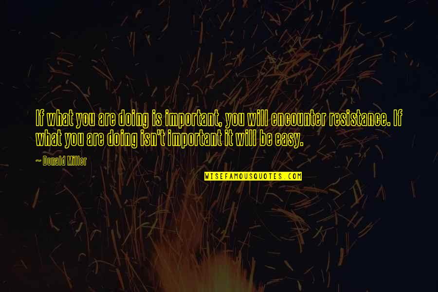 Resistance Important Quotes By Donald Miller: If what you are doing is important, you