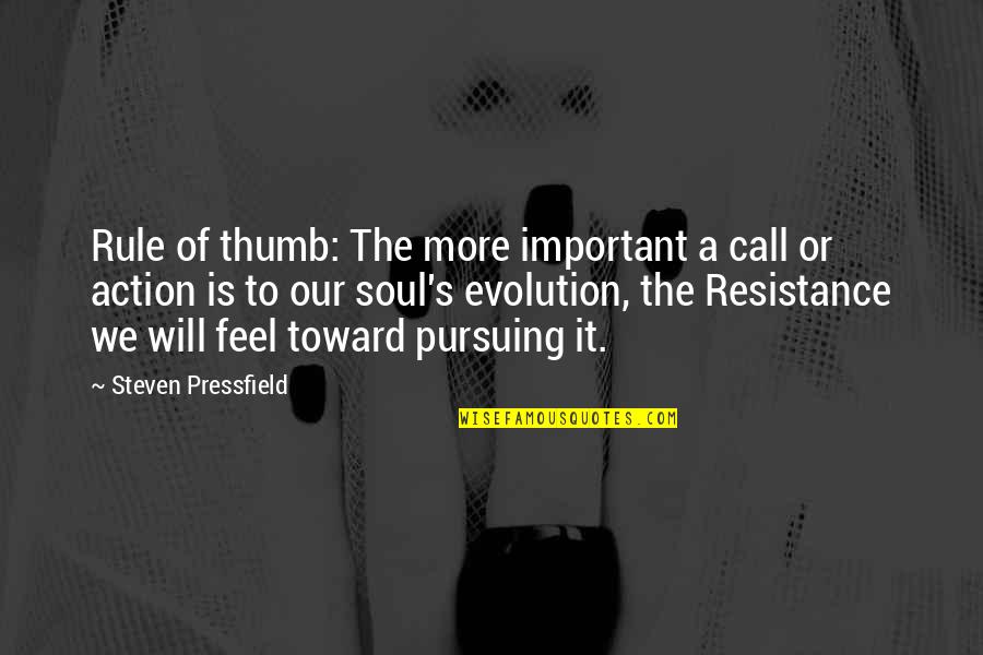 Resistance Important Quotes By Steven Pressfield: Rule of thumb: The more important a call Resistance Important Quotes By Steven Pressfield: Rule of thumb: The more important a call