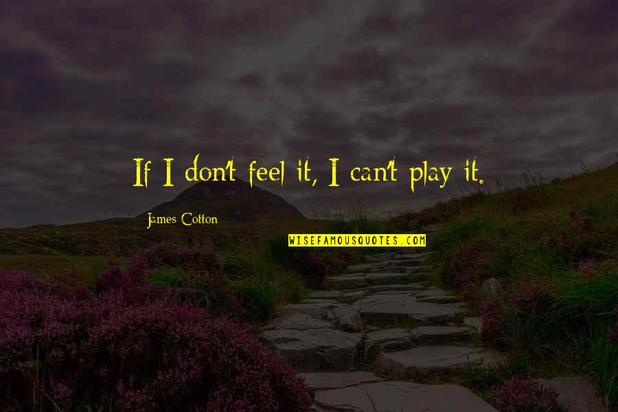 Resistance Movements Sociology Quotes By James Cotton: If I don't feel it, I can't play