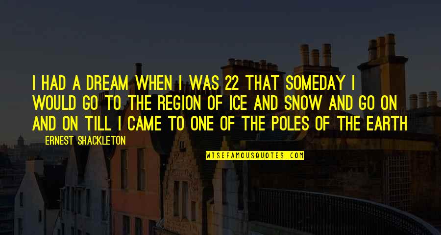 Resisting Pain Quotes By Ernest Shackleton: I had a dream when i was 22