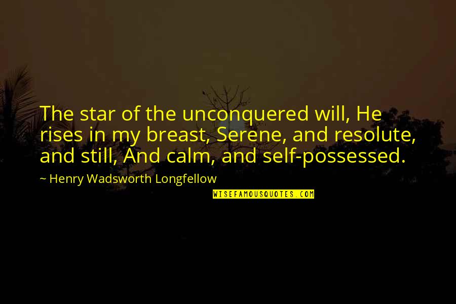 Resolute Quotes By Henry Wadsworth Longfellow: The star of the unconquered will, He rises