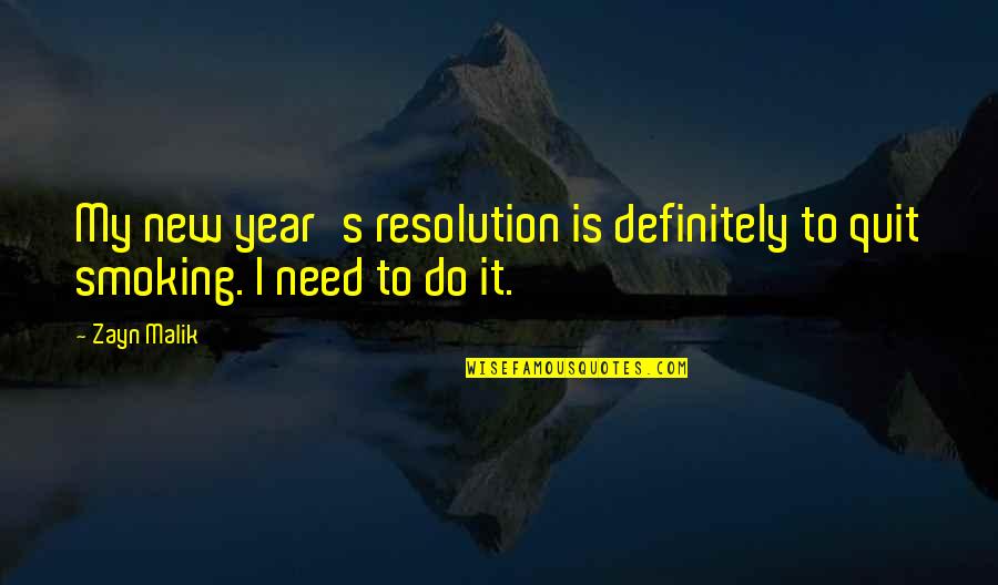 Resolution New Year Quotes By Zayn Malik: My new year's resolution is definitely to quit