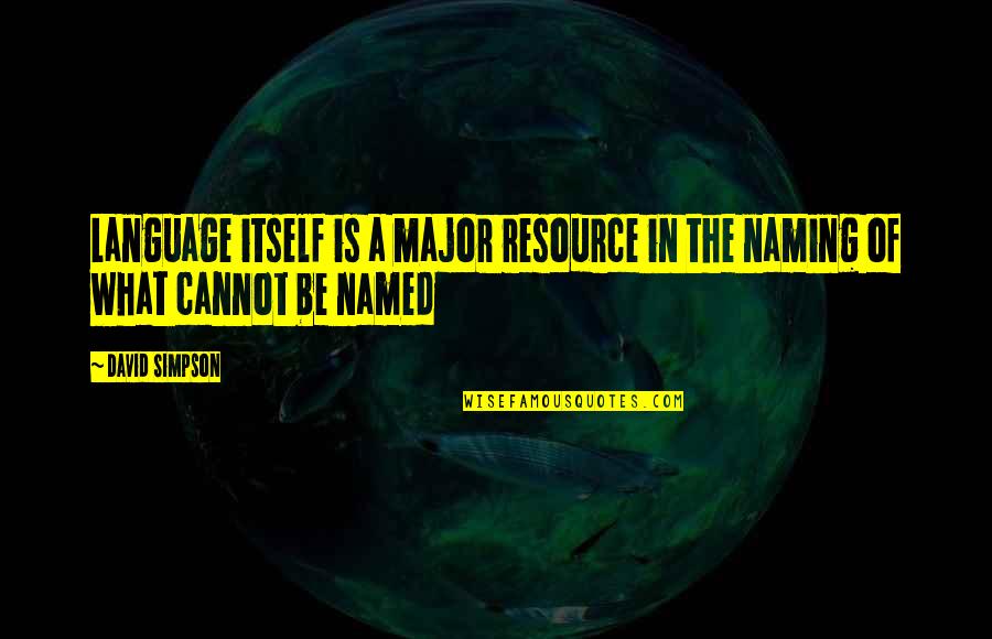 Resource Quotes By David Simpson: Language itself is a major resource in the