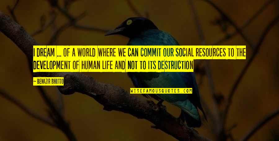 Resources Not Quotes By Benazir Bhutto: I dream ... of a world where we