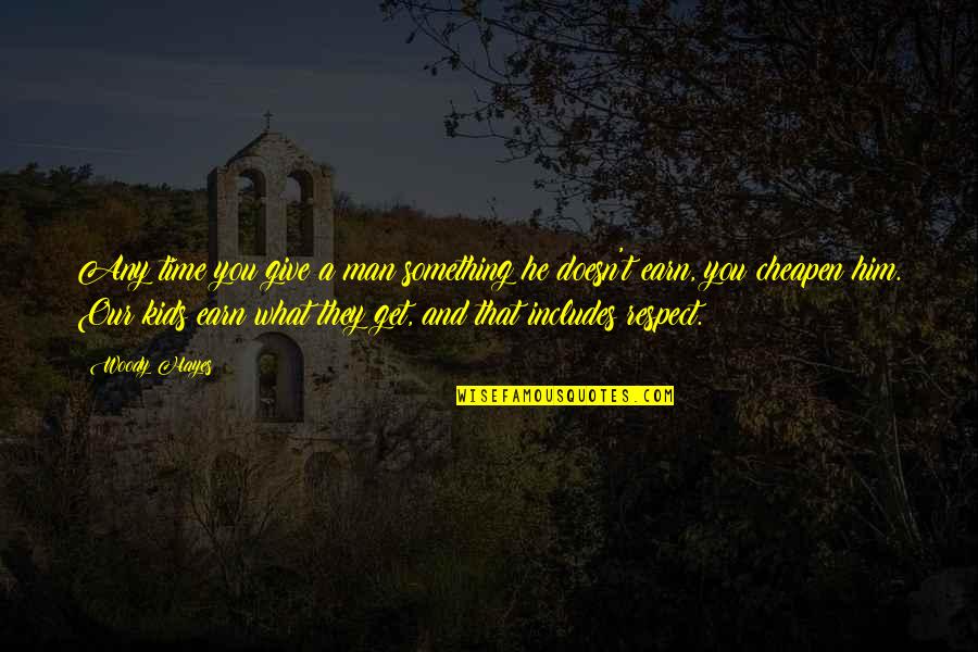 Respect A Man Quotes By Woody Hayes: Any time you give a man something he Respect A Man Quotes By Woody Hayes: Any time you give a man something he