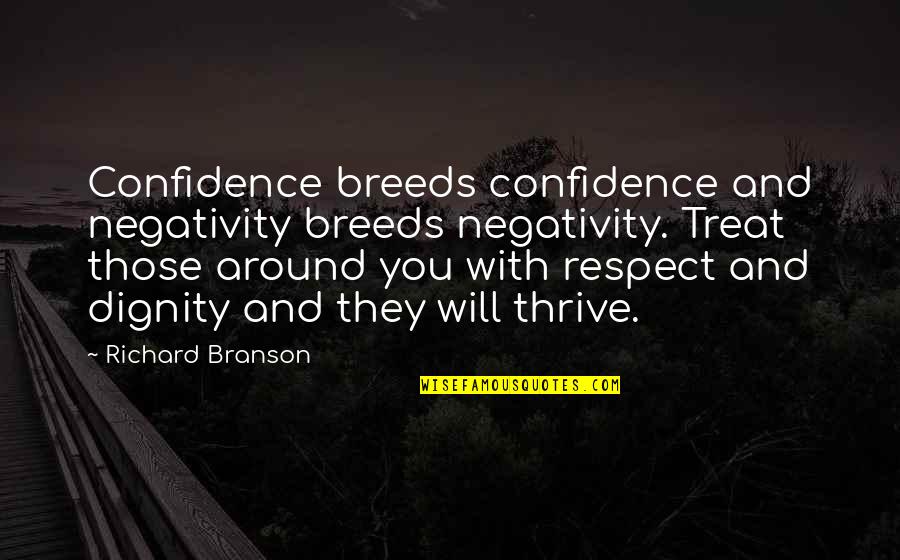 Respect And Dignity Quotes By Richard Branson: Confidence breeds confidence and negativity breeds negativity. Treat