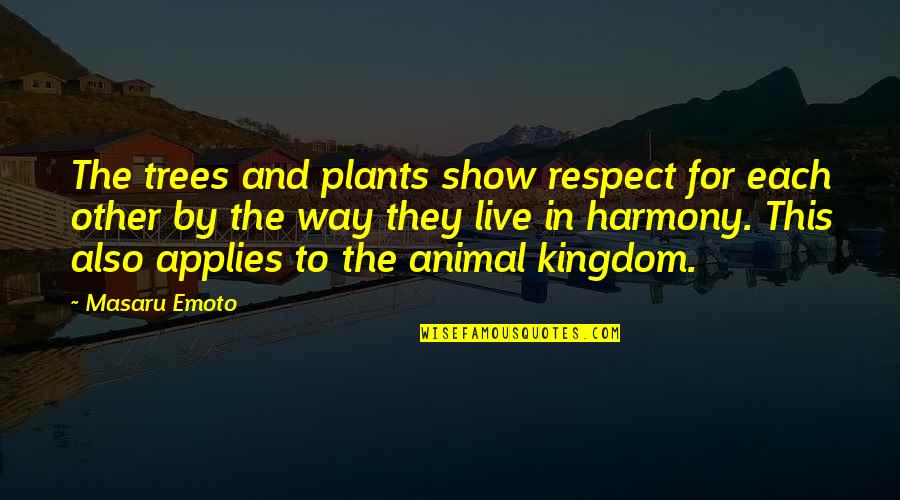 Respect For Each Other Quotes By Masaru Emoto: The trees and plants show respect for each