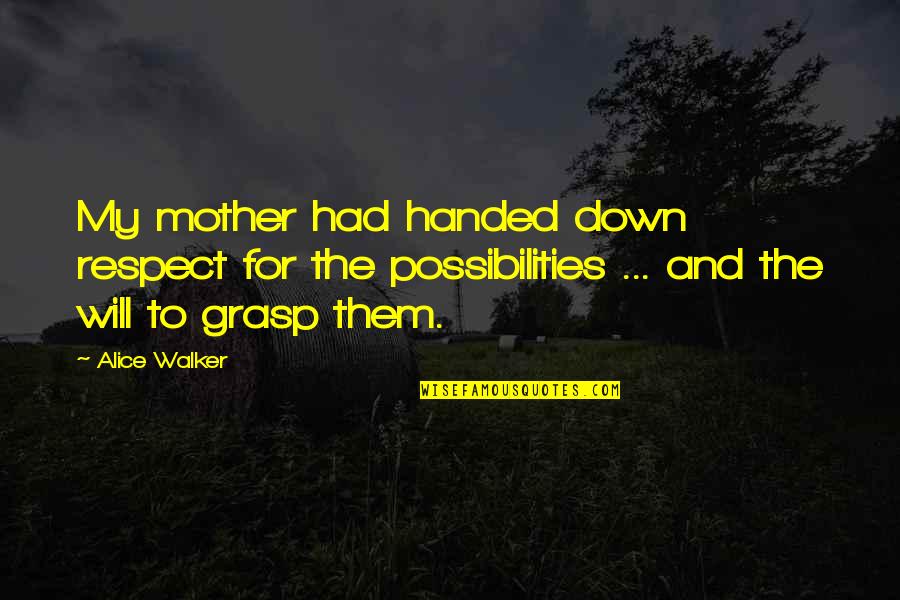 Respect For Mother Quotes By Alice Walker: My mother had handed down respect for the