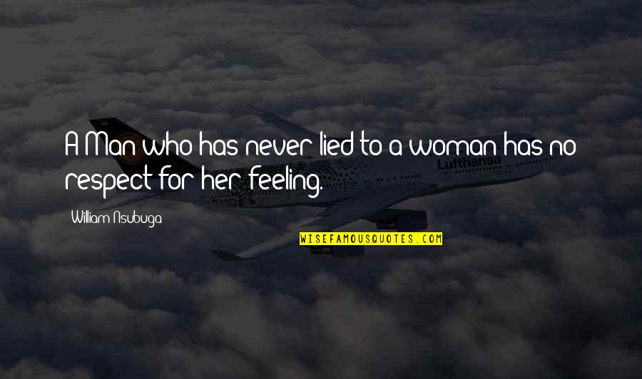 Respect Her Feelings Quotes By William Nsubuga: A Man who has never lied to a