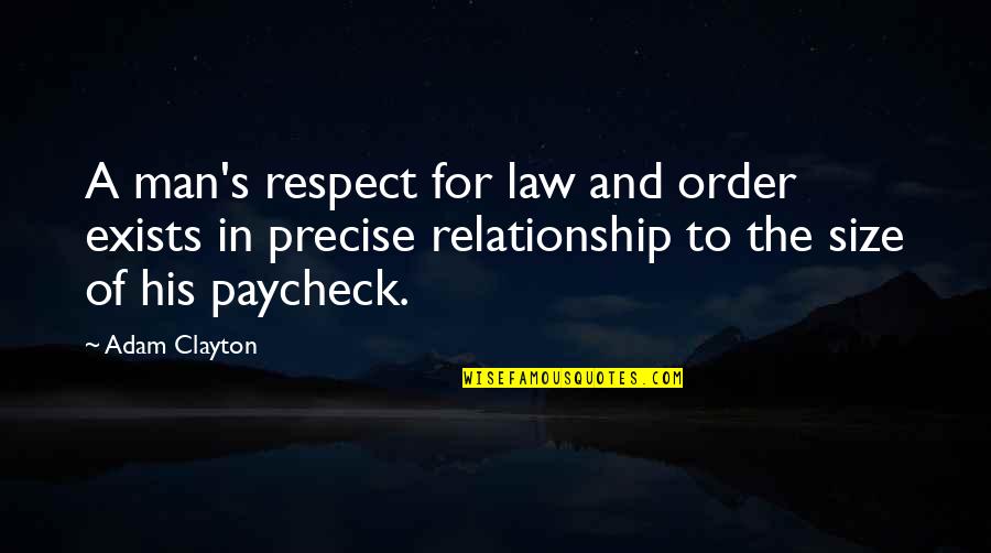 Respect In A Relationship Quotes By Adam Clayton: A man's respect for law and order exists