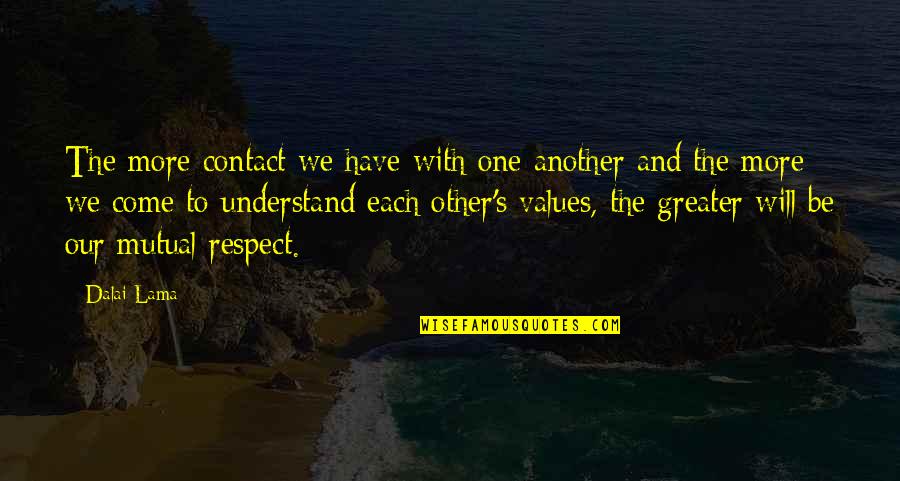 Respect Is Mutual Quotes By Dalai Lama: The more contact we have with one another