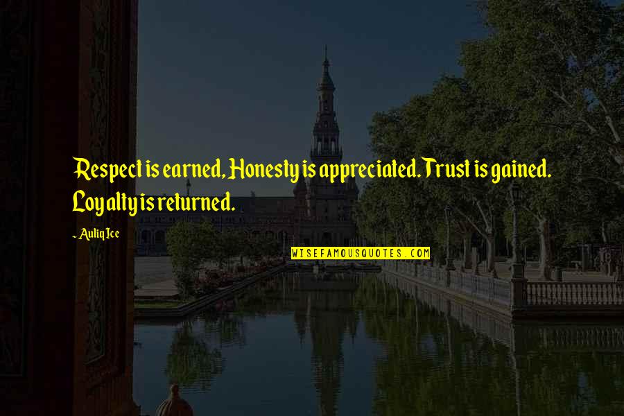 Respect Is Not Earned Quotes By Auliq Ice: Respect is earned, Honesty is appreciated. Trust is