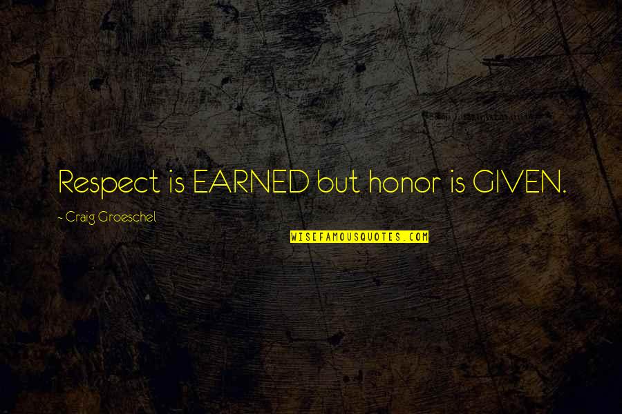 Respect Is Not Earned Quotes By Craig Groeschel: Respect is EARNED but honor is GIVEN.