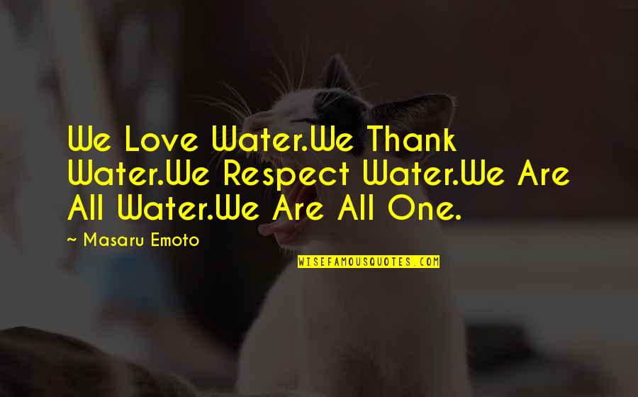 Respect The One You Love Quotes By Masaru Emoto: We Love Water.We Thank Water.We Respect Water.We Are