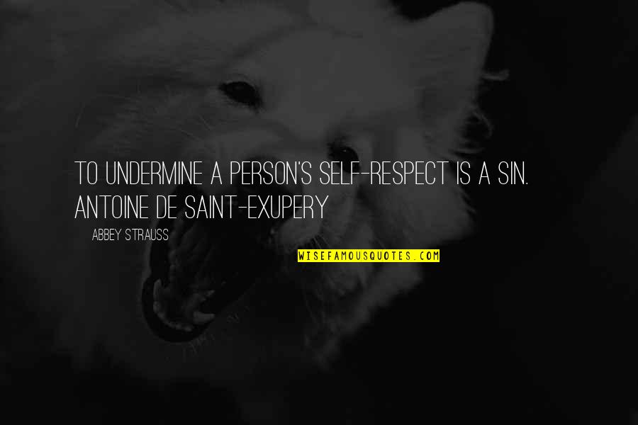 Respect To A Person Quotes By Abbey Strauss: To undermine a person's self-respect is a sin.