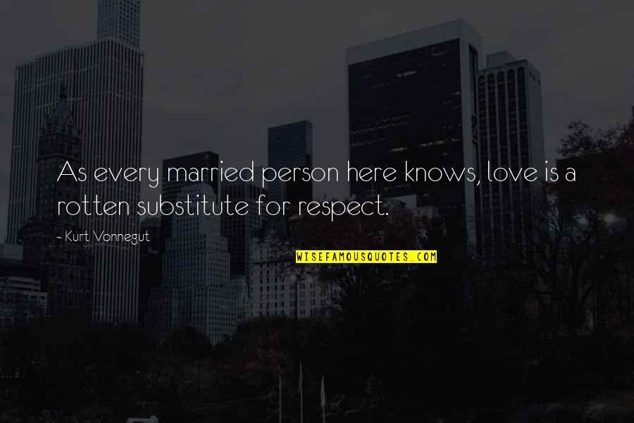 Respect To A Person Quotes By Kurt Vonnegut: As every married person here knows, love is