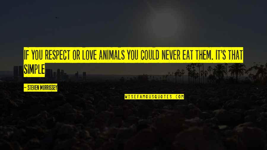 Respect You Love Quotes By Steven Morrissey: If you respect or love animals you could