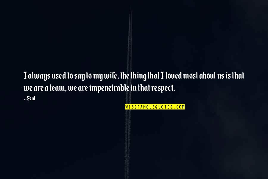 Respect Your Team Quotes By Seal: I always used to say to my wife,
