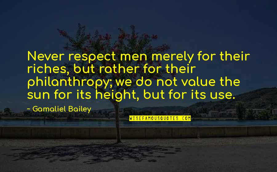 Respect Your Value Quotes By Gamaliel Bailey: Never respect men merely for their riches, but