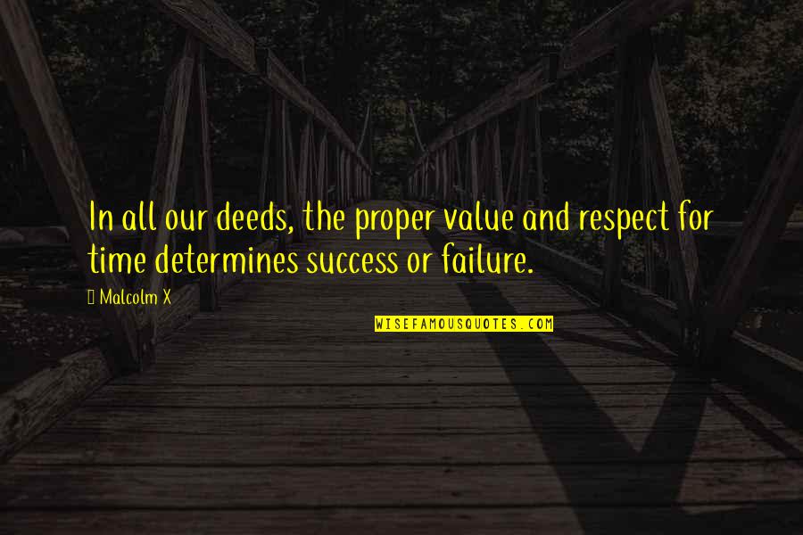 Respect Your Value Quotes By Malcolm X: In all our deeds, the proper value and