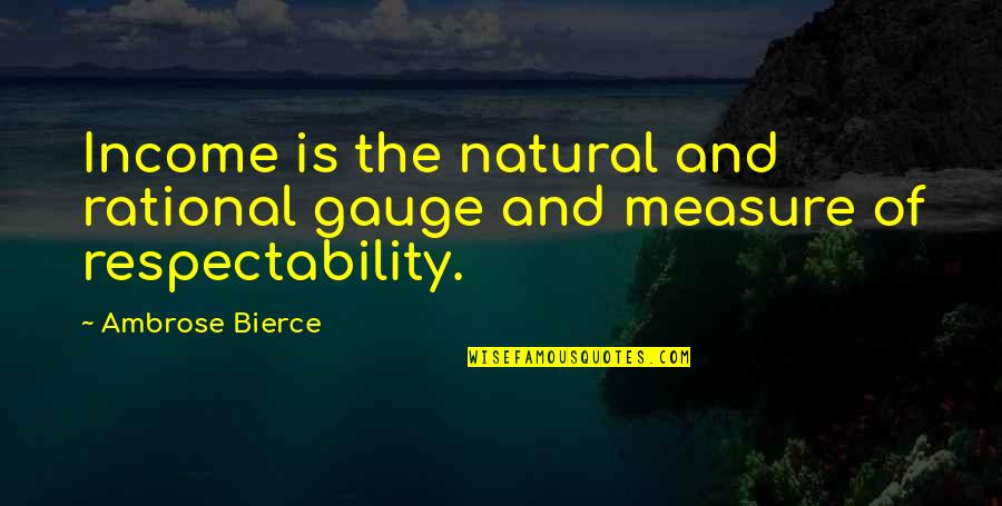 Respectability Quotes By Ambrose Bierce: Income is the natural and rational gauge and