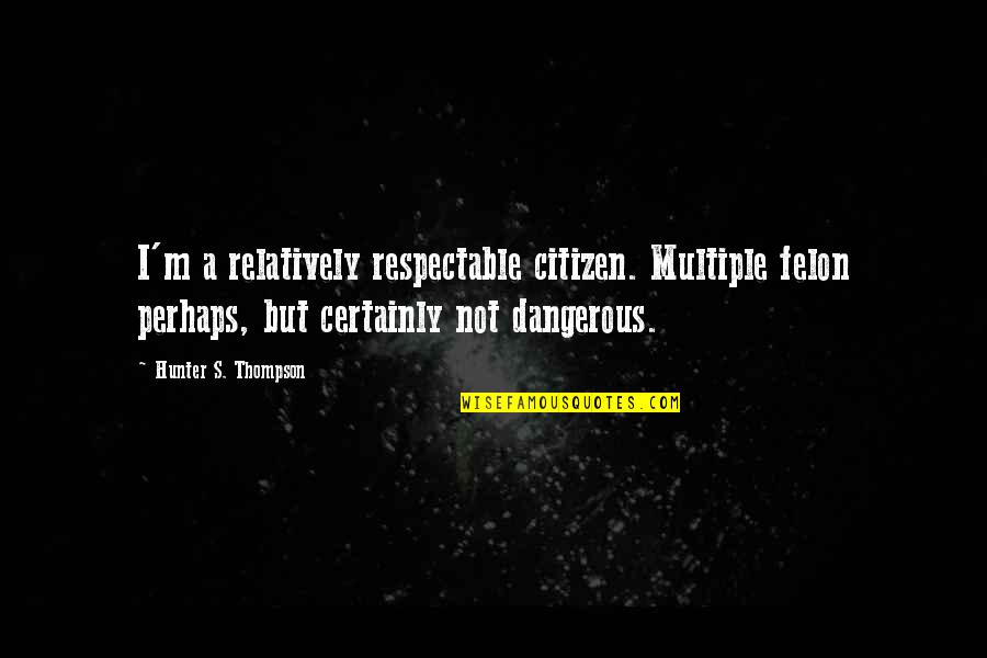 Respectable Citizen Quotes By Hunter S. Thompson: I'm a relatively respectable citizen. Multiple felon perhaps, Respectable Citizen Quotes By Hunter S. Thompson: I'm a relatively respectable citizen. Multiple felon perhaps,