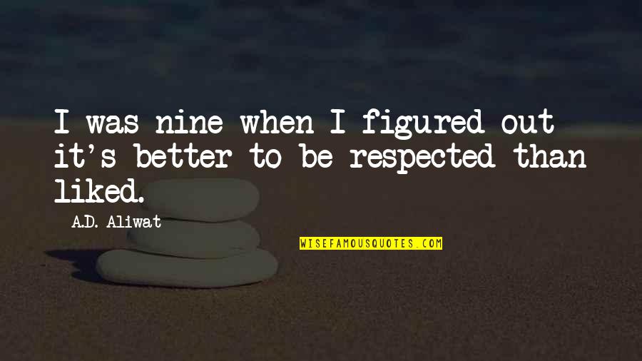Respected By All Quotes By A.D. Aliwat: I was nine when I figured out it's