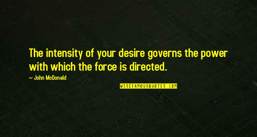 Respone Quotes By John McDonald: The intensity of your desire governs the power