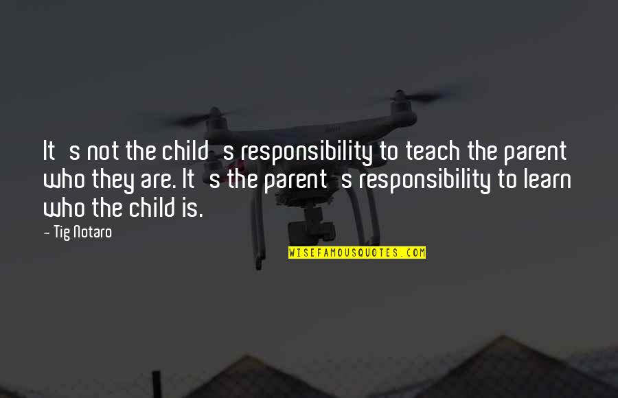 Responsibility As A Parent Quotes By Tig Notaro: It's not the child's responsibility to teach the