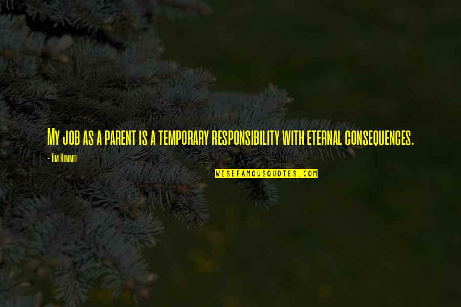 Responsibility As A Parent Quotes By Tim Kimmel: My job as a parent is a temporary