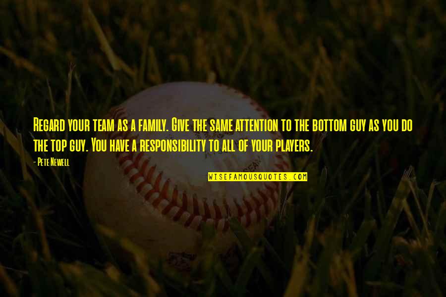 Responsibility To Family Quotes By Pete Newell: Regard your team as a family. Give the
