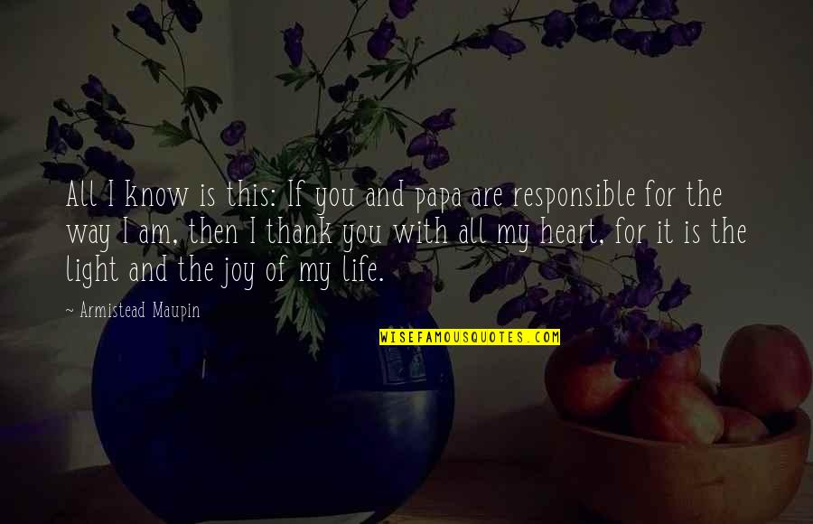 Responsible For Your Own Life Quotes By Armistead Maupin: All I know is this: If you and