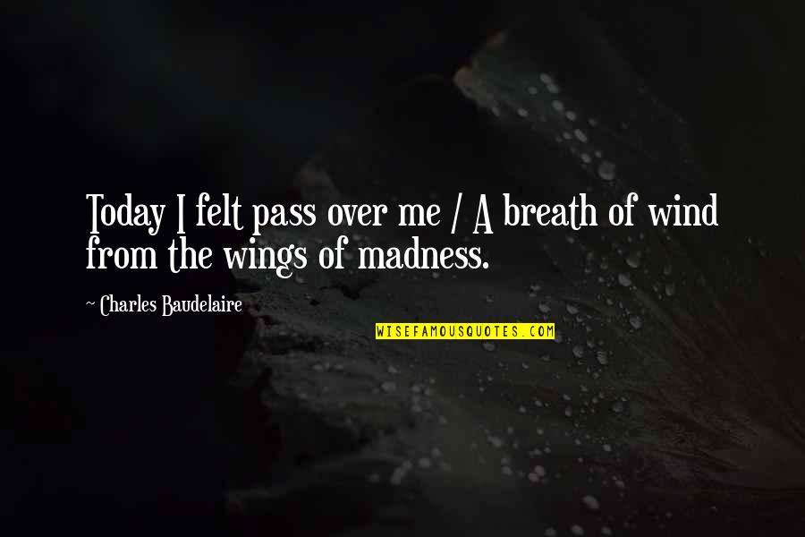 Respuesta En Quotes By Charles Baudelaire: Today I felt pass over me / A