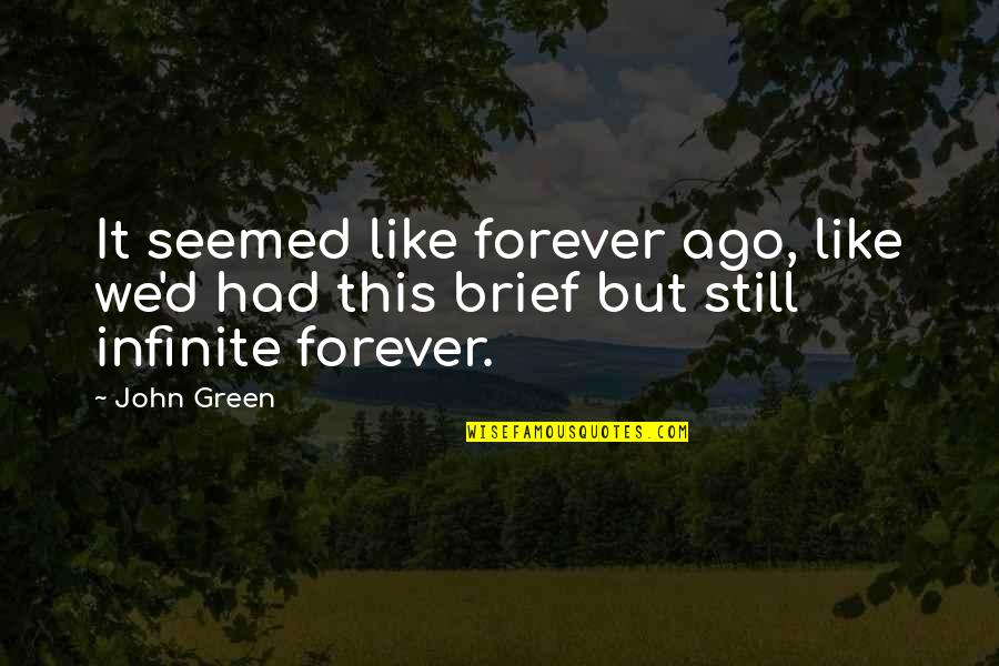 Ressalto Quotes By John Green: It seemed like forever ago, like we'd had