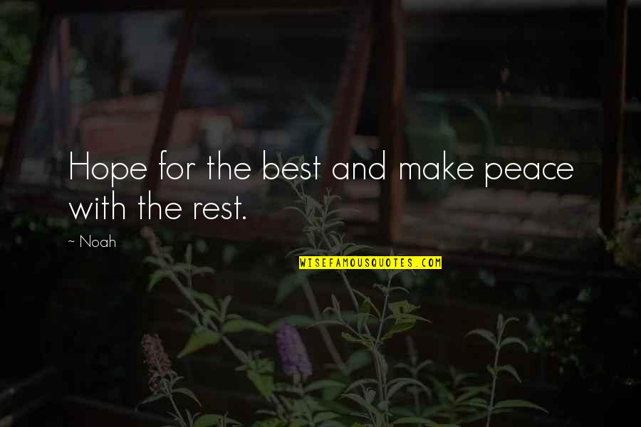 Rest And Peace Quotes By Noah: Hope for the best and make peace with
