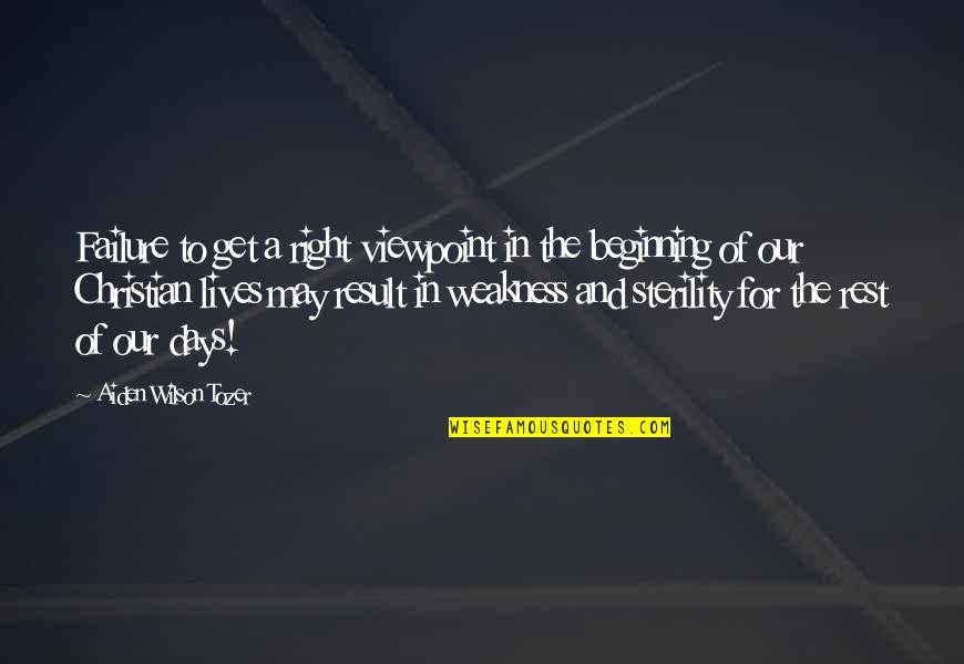 Rest Days Quotes By Aiden Wilson Tozer: Failure to get a right viewpoint in the
