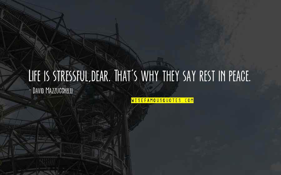 Rest In Peace Life Quotes By David Mazzucchelli: Life is stressful,dear. That's why they say rest