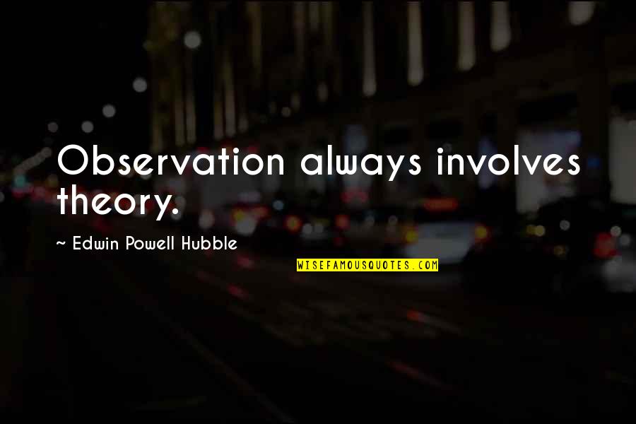 Rest In Peace Life Quotes By Edwin Powell Hubble: Observation always involves theory.