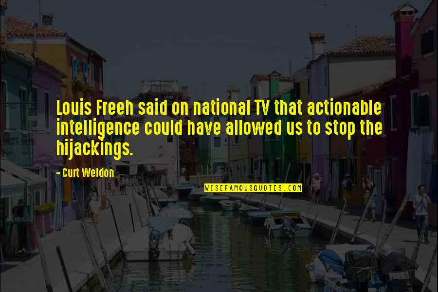 Restituito In English Quotes By Curt Weldon: Louis Freeh said on national TV that actionable