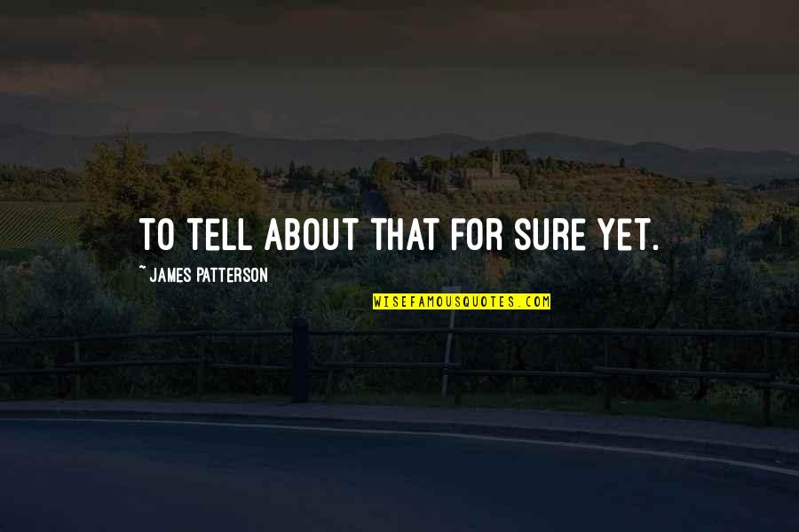 Restoration In Relationships Quotes By James Patterson: to tell about that for sure yet.